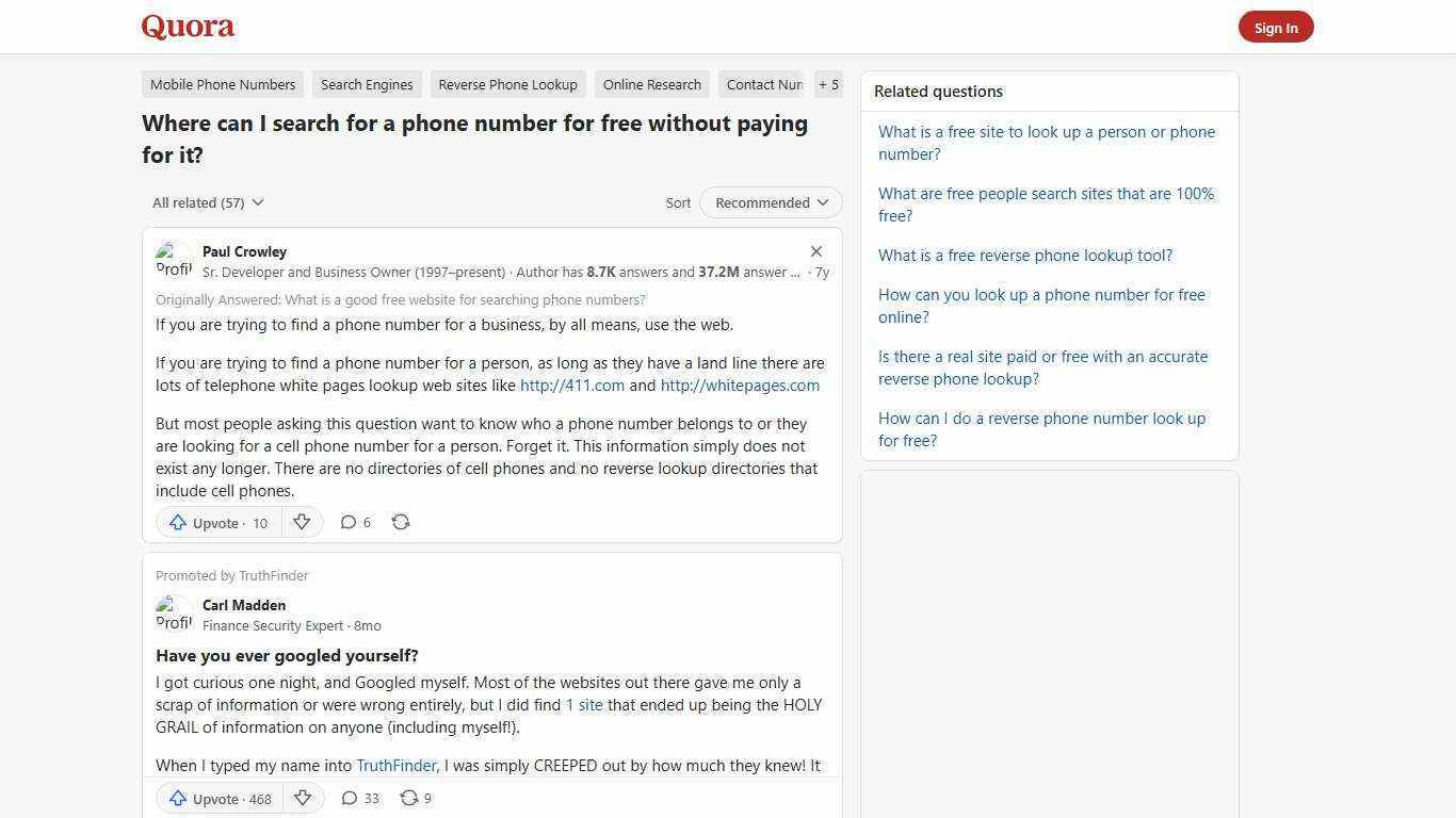 Where can I search for a phone number for free without paying for it? - Quora